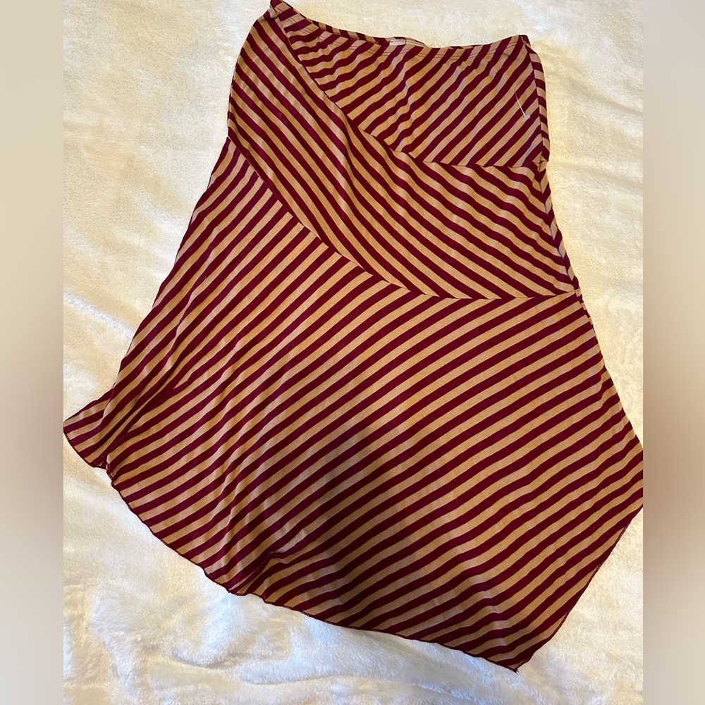 Urban Behavior Asymmetrical Skirt in Red and Yellow Stripes